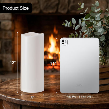 Amagic 3 Pack 4"x 6"8" 10" Outdoor Plastic Electric flameless Candles with Remote Control and Timer, Battery Operated Flickering LED Pillar Fake Candle for Home, Wedding Decor, Ivory
