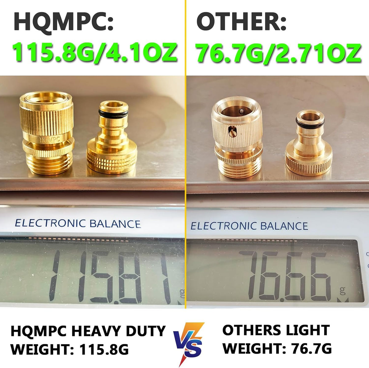 HQMPC Garden Hose Quick Connect Solid Brass Quick Connector Garden Hose Fitting Water Hose Connectors 3/4 inch GHT