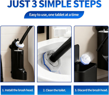 Disposable Toilet Bowl Brush with 36 Toilet Wand Refills Pads Replacement Heads, Toilet Cleaning Stick,Toilet Bowl Cleaner Wands Holder and Set, Toilet Cleaning System Starter Kit