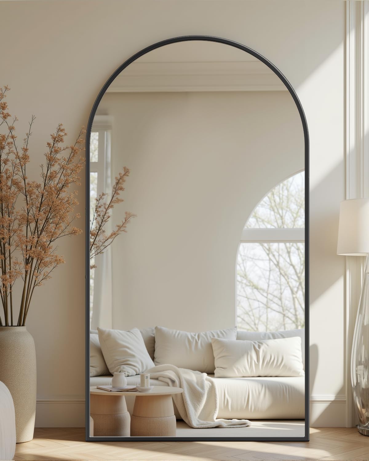 Full Length Mirror with Stand, 71"x28" Arched Full Body Large Stand Up Aluminum Frame Floor Standing Mirror, Freestanding Hanging Leaning Mounted for Bedroom Living Room Entryway Gold