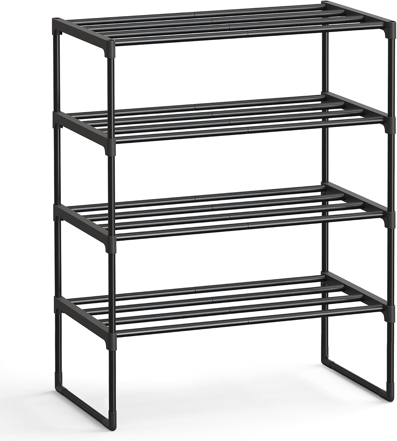 SONGMICS Shoe Rack, 6-Tier Shoe Organizer, Metal Storage Shelf, Upright or Upside Down, for 24-30 Pairs, Stackable, for Entryway, 11.8 x 36.2 x 42.7 Inches, Black ULSA306BH01
