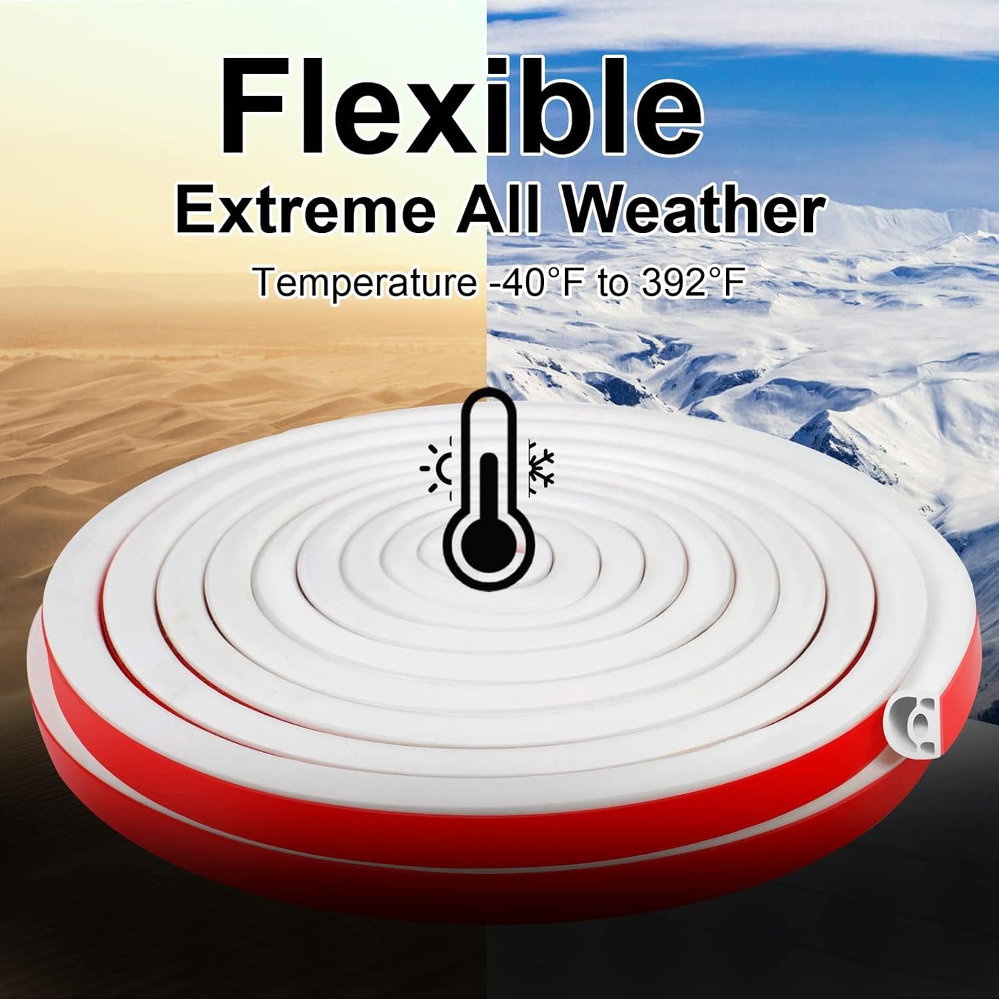 [New Upgrade] 19.7Ft Silicone Door Weather Stripping Door Seal Strip for Doors & Windows, Multi-Layer Soundproof Chamber Design, Self-Adhesive, Seal Large Gaps, Easy to Cut & Install