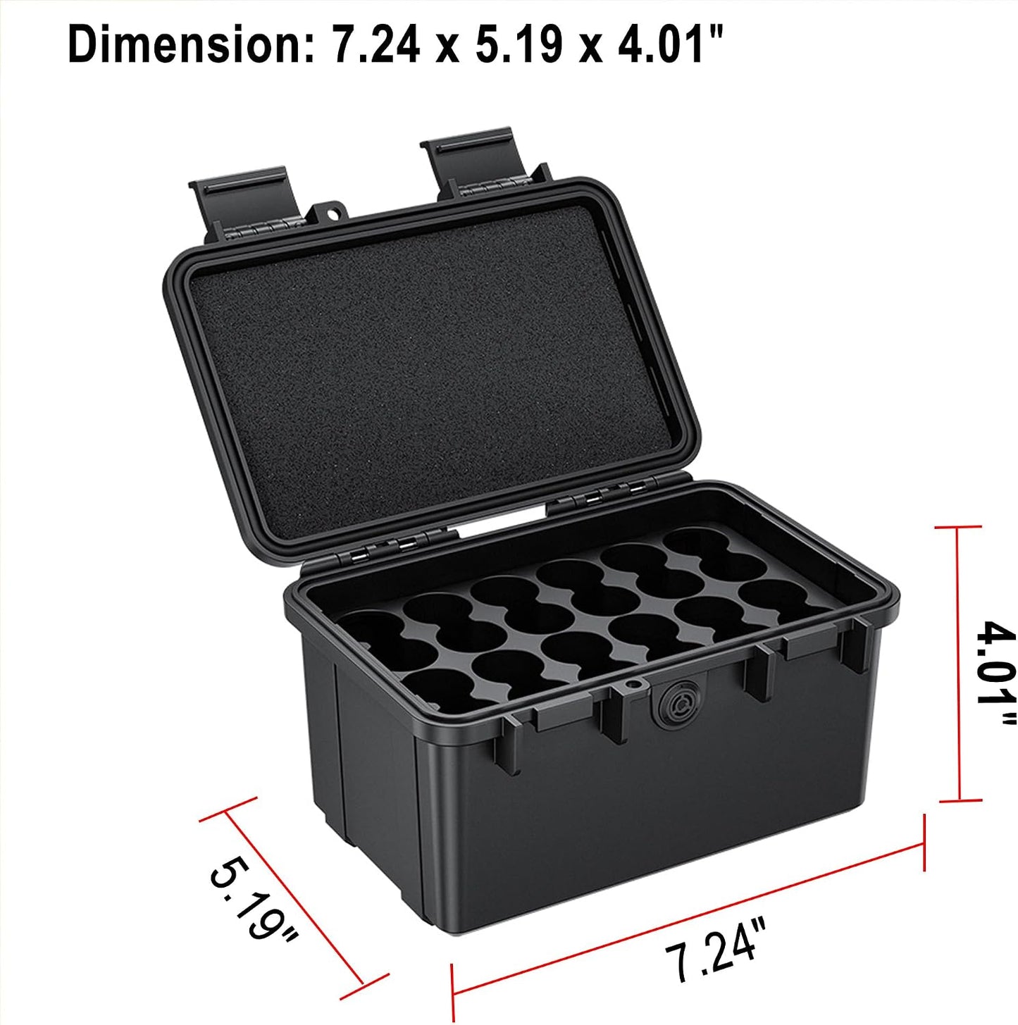 24 Slots CR2 CR123 CR123A Lithium Battery Organizer Case, IP67 Waterproof Hard Case for CR17345/CR16340/CR18350/CR15270(CR2) Explosionproof Batteries Storage Holder for Household Outdoor Camping