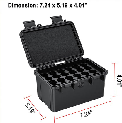 24 Slots CR2 CR123 CR123A Lithium Battery Organizer Case, IP67 Waterproof Hard Case for CR17345/CR16340/CR18350/CR15270(CR2) Explosionproof Batteries Storage Holder for Household Outdoor Camping