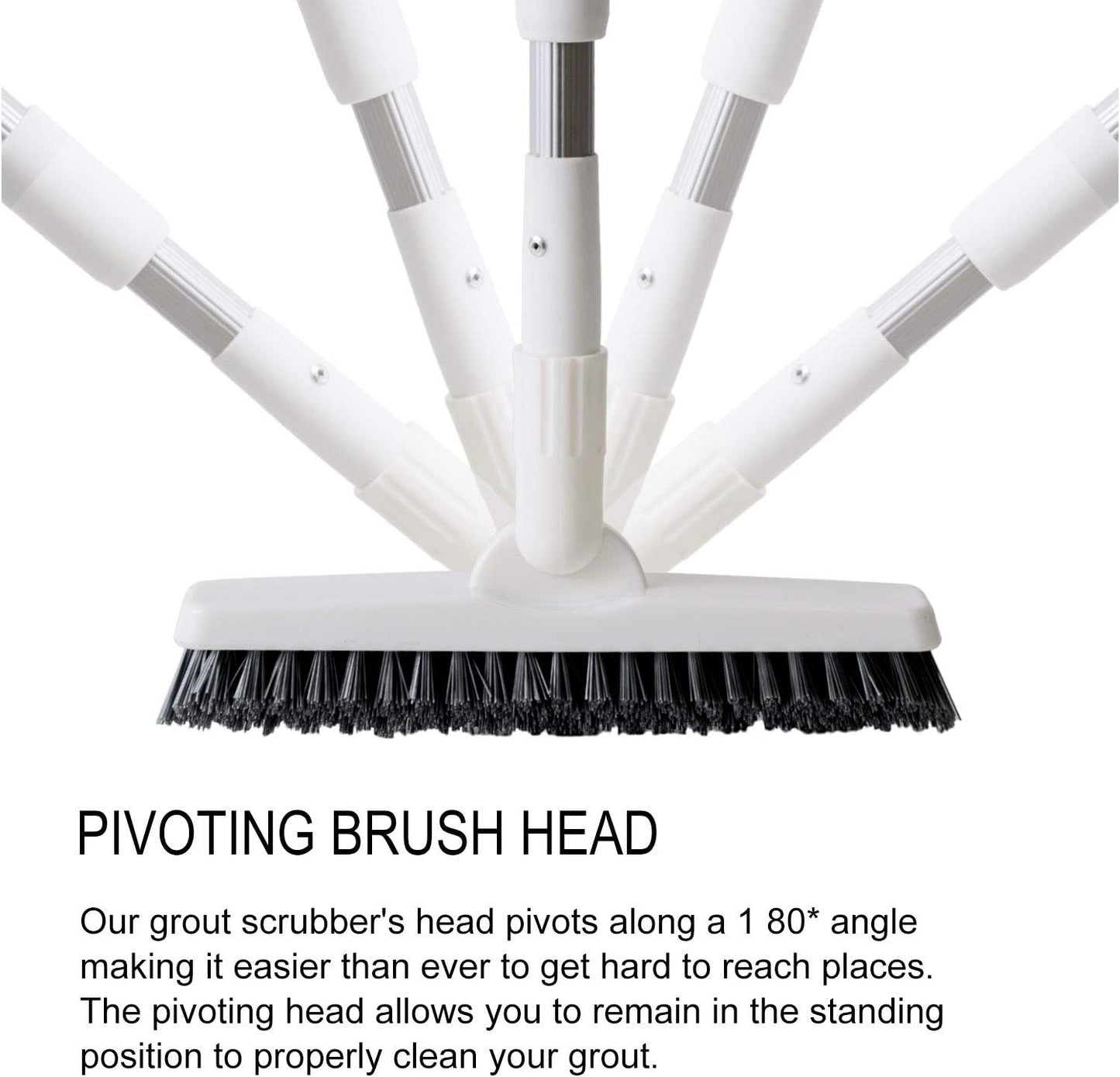 Grout Brush Scrubber with 51.2" Long Extendable Telescopic Handle Cleaning Brush with V-Shaped Bristles Built Scrub Brush Perfect for Bathroom,Kitchen,Tub,Tile,Hard-to-Reach Corners