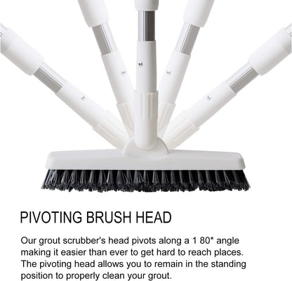 Grout Brush Scrubber with 51.2" Long Extendable Telescopic Handle Cleaning Brush with V-Shaped Bristles Built Scrub Brush Perfect for Bathroom,Kitchen,Tub,Tile,Hard-to-Reach Corners