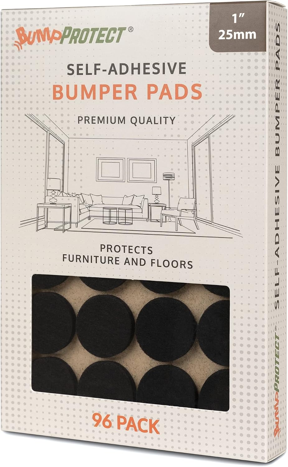 Furniture Felt Pads 3/4" (19mm) Diameter Round 3M Self Adhesive Protects Furniture and Floors Against Bumps and Scratches 140 Pack - Black