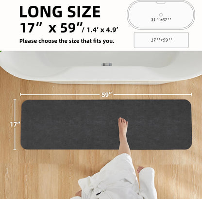 TYUU Bath Mat, Bathroom Rugs Non Slip Washable Thin Absorbent Quick Dry Bath Mat Fits Under Door Bathroom Floor Mat Perfect for Bath, Shower, or Sink 16"x24" Dark Grey