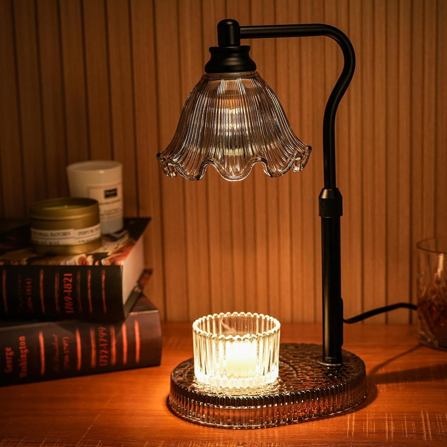 Candle Warmer Lamp with Adjustable Height - Flameless 4-Level Dimmable Wax Warmer, Timer Function & Stylish Design in Multiple Colors (Green)