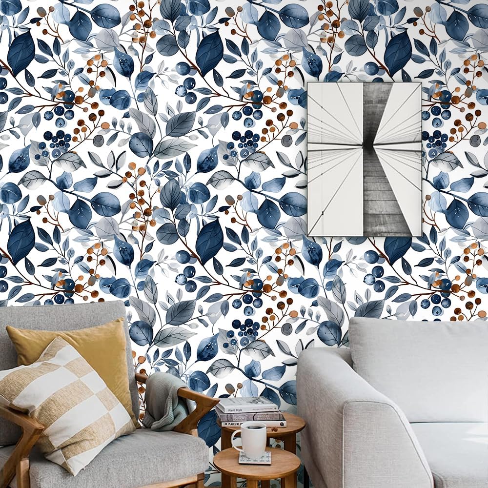 Floral Peel and Stick Wallpaper, 17.71" x 118.1" - Removable, Waterproof, Decorative Vinyl Wallpaper for Bedroom, Living Room