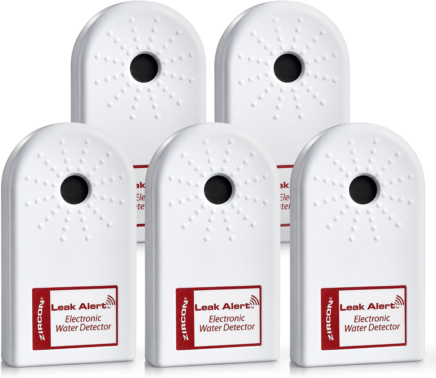 Zircon Leak Alert Water Leak Detector & Flood Sensor Alarm/Water Leak Sensor with Dual Leak Alarms 90Db Audio/Battery Powered (2 Pack) Batteries Not Included (72311) White
