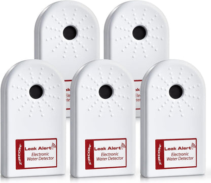 Zircon Leak Alert Water Leak Detector & Flood Sensor Alarm/Water Leak Sensor with Dual Leak Alarms 90Db Audio/Battery Powered (2 Pack) Batteries Not Included (72311) White