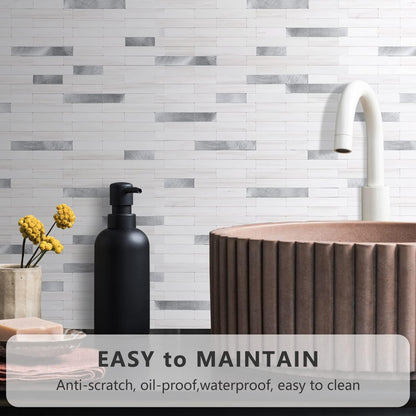 STICKGOO Peel and Stick Backsplash Tile, Stick on Backsplash for Kitchen and Bathroom, Volakas White Look PVC Mixed Metal Silver Self Adhesive Wall Tiles(Sample)