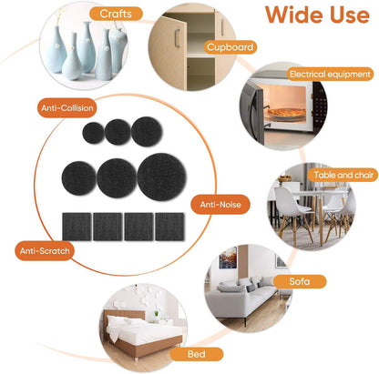 Furniture Pads 300 Pack Premium Furniture Felt Pads (Beige), Huge Quantity Self Adhesive Anti Scratch Floor Protector for Furniture Legs Hardwood with 60 Cabinet Door Bumpers