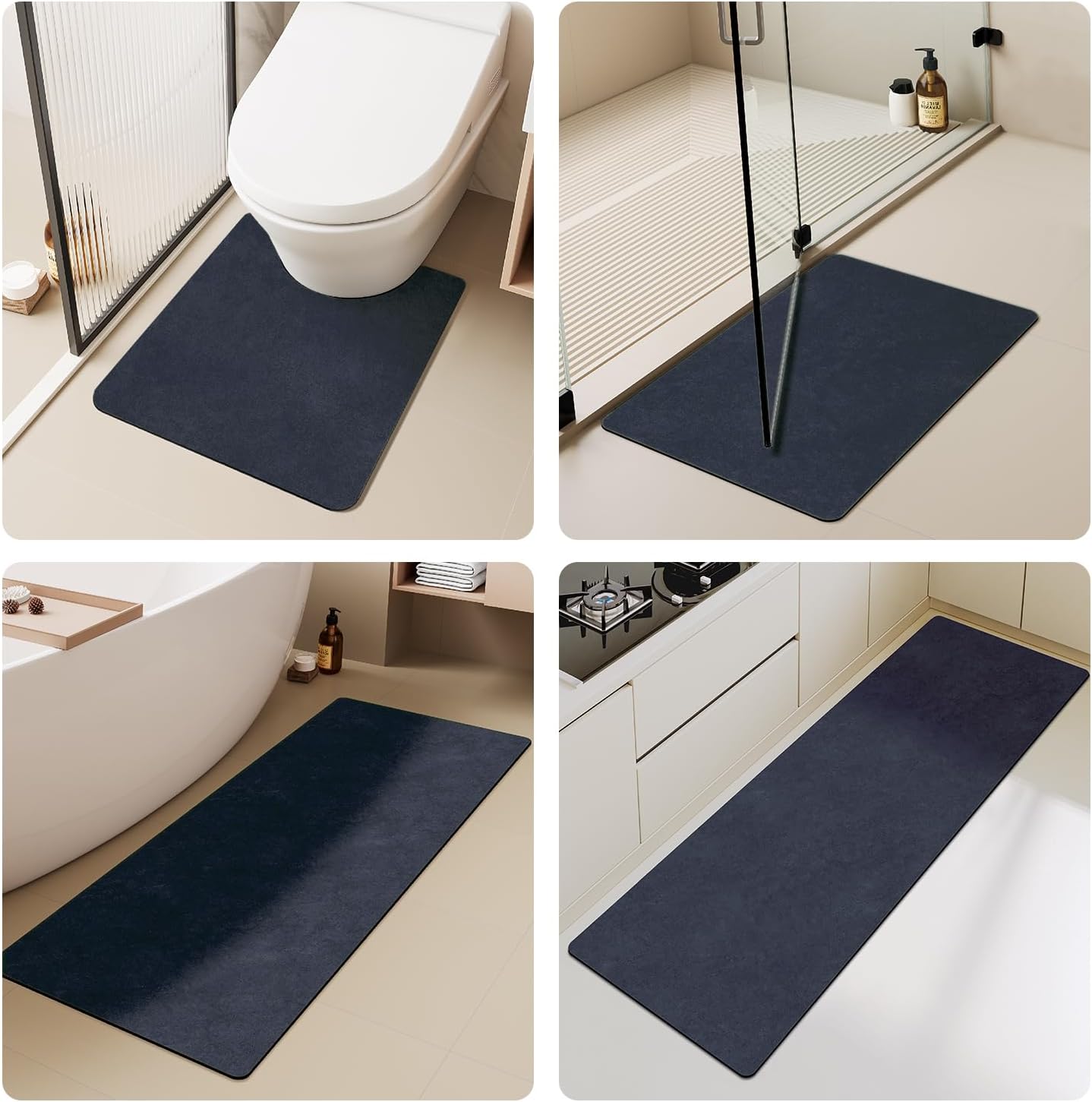 TYUU Bath Mat, Bathroom Rugs Non Slip Washable Thin Absorbent Quick Dry Bath Mat Fits Under Door Bathroom Floor Mat Perfect for Bath, Shower, or Sink 16"x24" Dark Grey