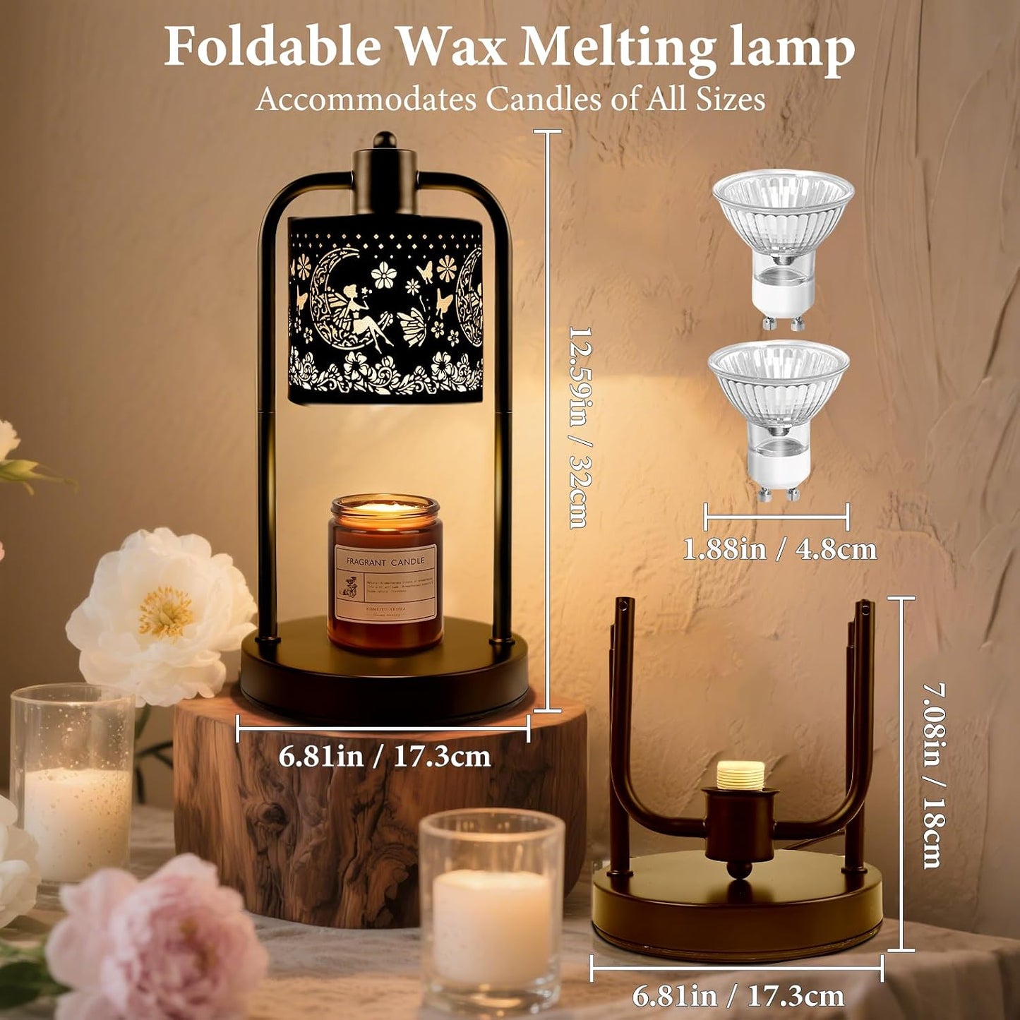 Candle Warmer Lamp Electric with Timer: Wax Melts Warmer - Dimmable Candle Wax Warmer Electric Candle Warmer with Replacement Bulbs, Bedroom Home Decor Compatible with Various Candles-Linen