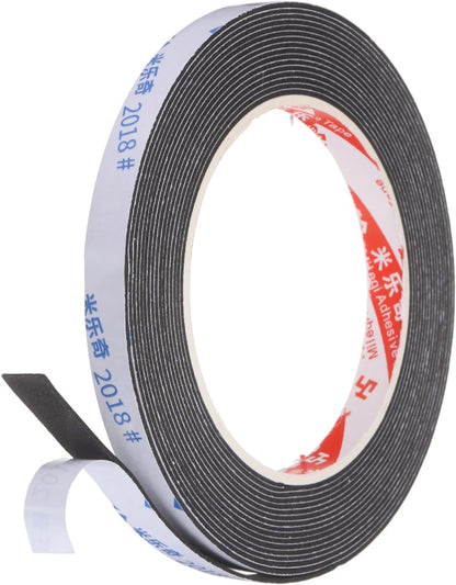 PATIKIL Sponge Rubber Foam Tape, 5/8" W x 1/8" t x 16.4ft l Self-Adhesive Foam Insulation Tape Weather Stripping for Window Door Soundproofing Weatherstrip AC Seal Strip, Black