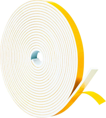 Yotache Weather Stripping Door Seal Strip White 3/8" x1/8", 50Ft Total, Foam Insulation Tape Gasket for Door Frame and Windows, 3 Rolls x 16.5Ft