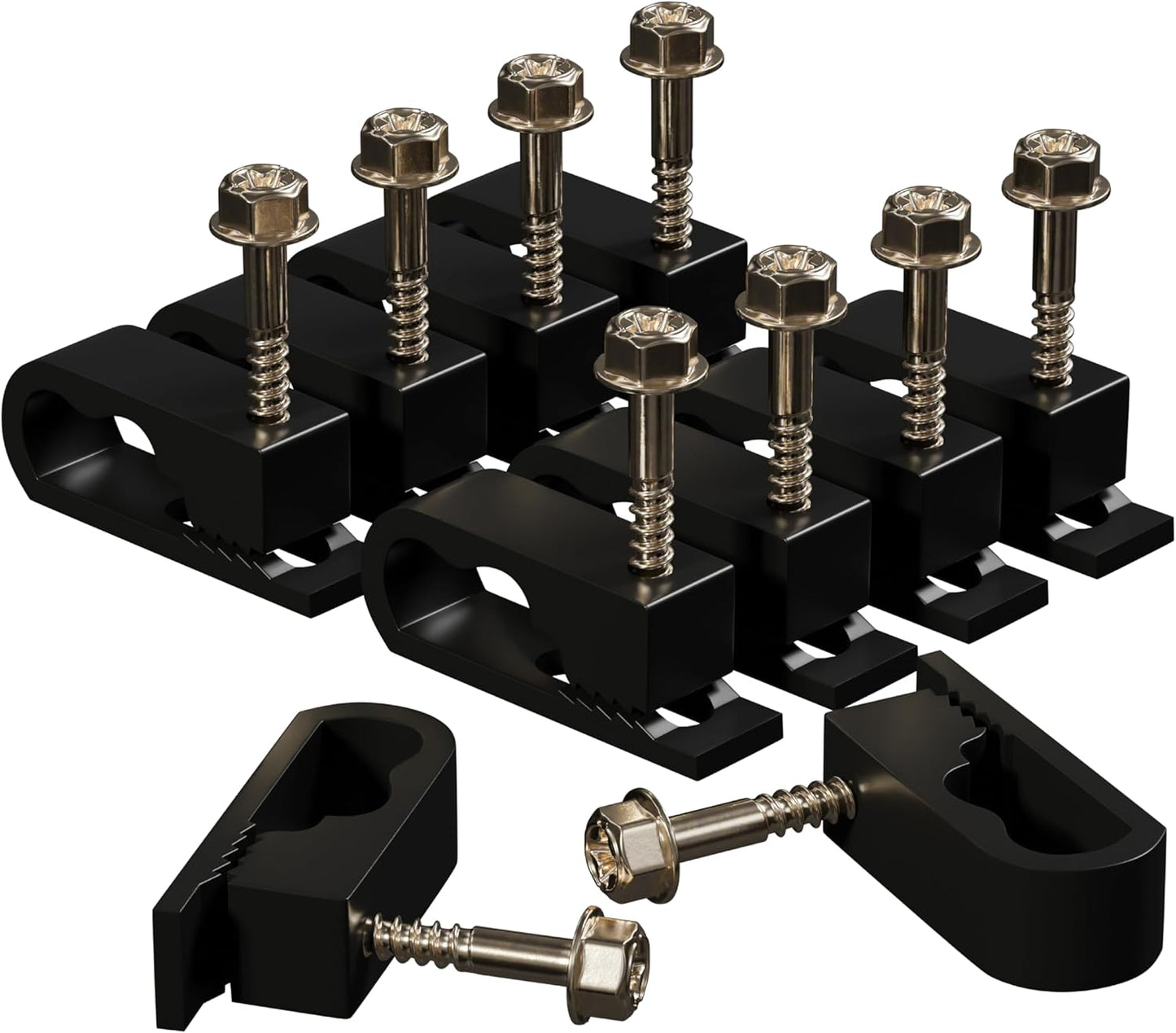 THE CIMPLE CO Dual Cable Clips with Screws - 1/2 Inch Coaxial Cable Clamps Outdoor - Exterior Cord Management for Coax, CAT Ethernet, Electrical Wire - Screw Clamps for Wires on Wall - 50 PCS, Black