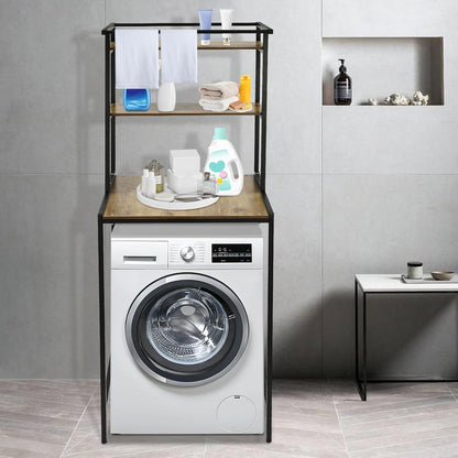 Over Washer and Dryer Shelves,Dryer Storage Shelf,3 Tiers Laundry Room Storage and Organizer Standing Shelf,Height Adjustable Laundry Room Shelves, Load-Bearing Capacity 22lbs (Log)