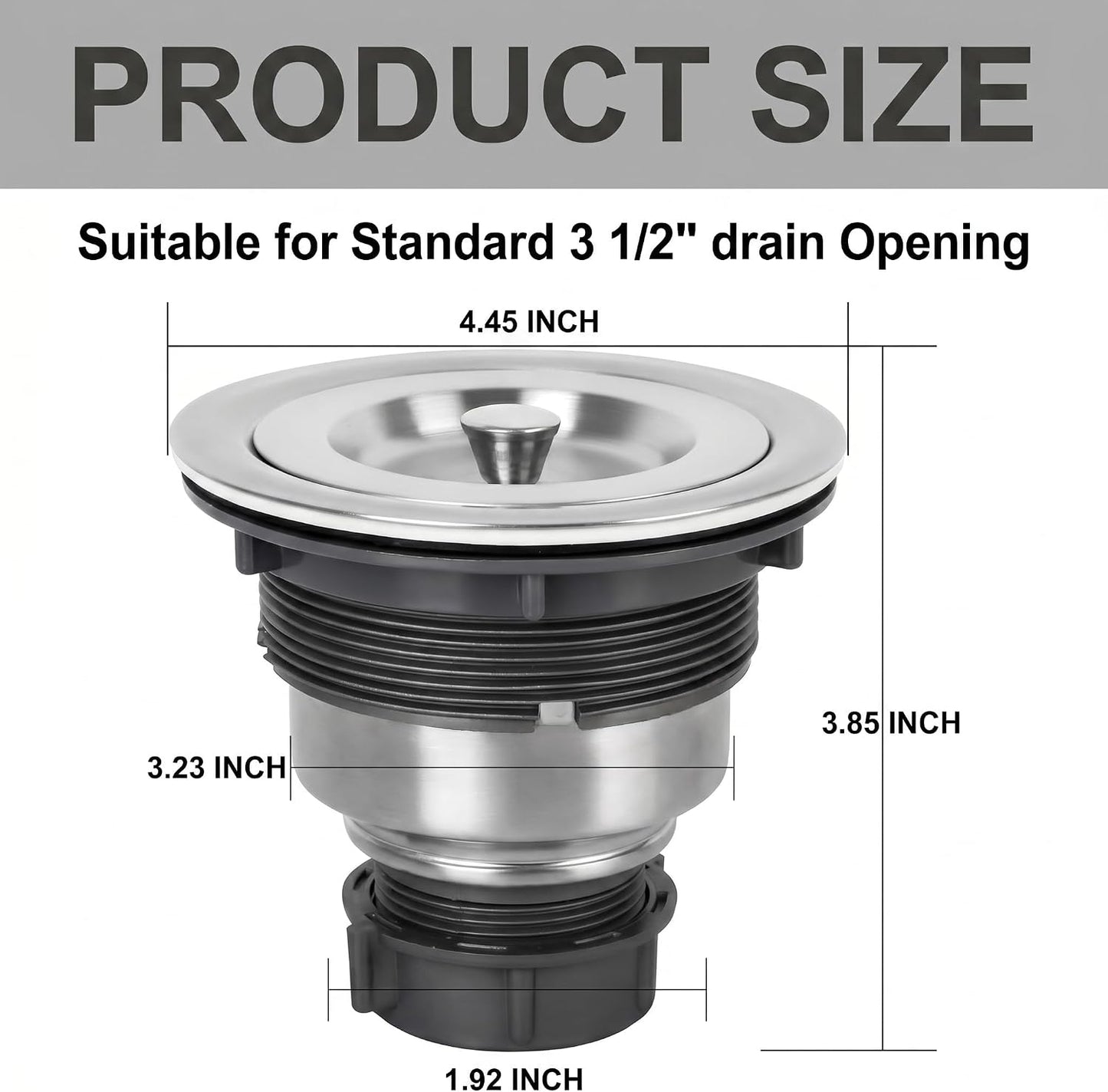 LQS Kitchen Sink Drain Assembly, Kitchen Sink Strainer with Deep Removable Waste Basket, Stainless Steel Sink Basket Strainer with Drain Assembly for 3-1/2-inch Sink Opening Size (Black)