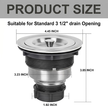 LQS Kitchen Sink Drain Assembly, Kitchen Sink Strainer with Deep Removable Waste Basket, Stainless Steel Sink Basket Strainer with Drain Assembly for 3-1/2-inch Sink Opening Size (Black)