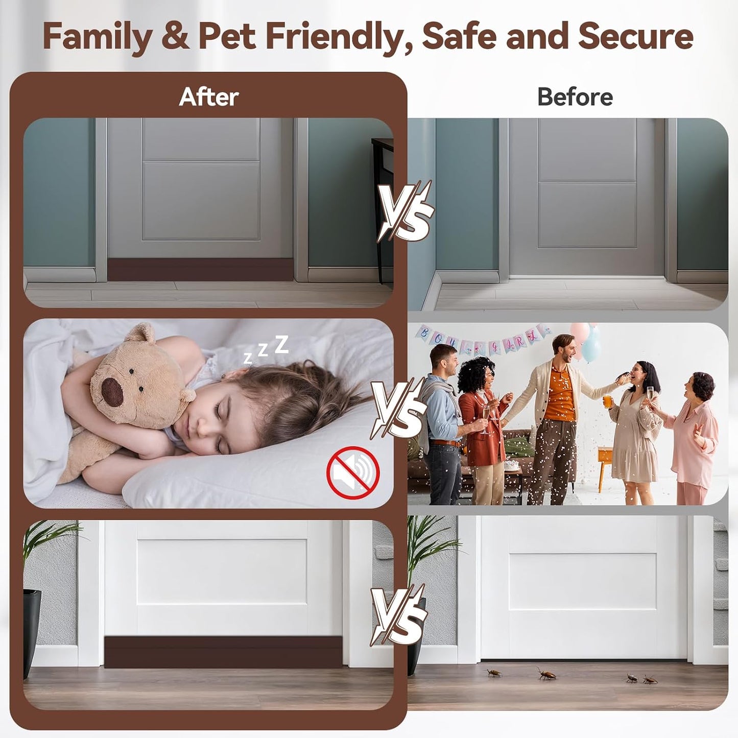 Door Draft Stopper, Ohuhu 39"L x 2"W Silicone Weather Stripping Under Door Seal for Exterior Interior Doors, 1" Widened Strong Adhesive, Soundproof Door Sweep Strip to Block Cold, Noise, Light Pests