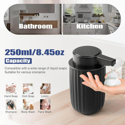 Automatic Soap Dispenser Foaming Touchless: 9oz Plastic Black - Rechargeable Electric Smart Auto Foam Soap Dispenser - Bathroom Kitchen Hand Dish Lotion