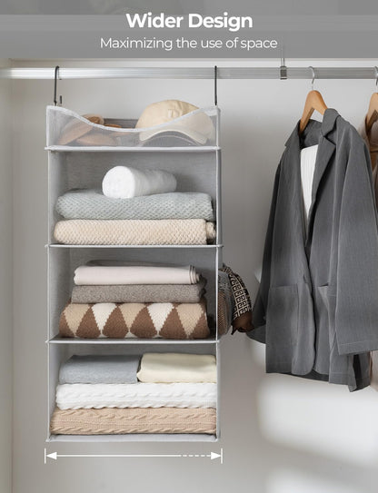 StorageWorks Hanging Closet Organizer, 3-Shelf Hanging Closet Shelves with Top Shelf, 15 ¾"W x 12" D x 31" H, Extra-Large Space, Ivory White
