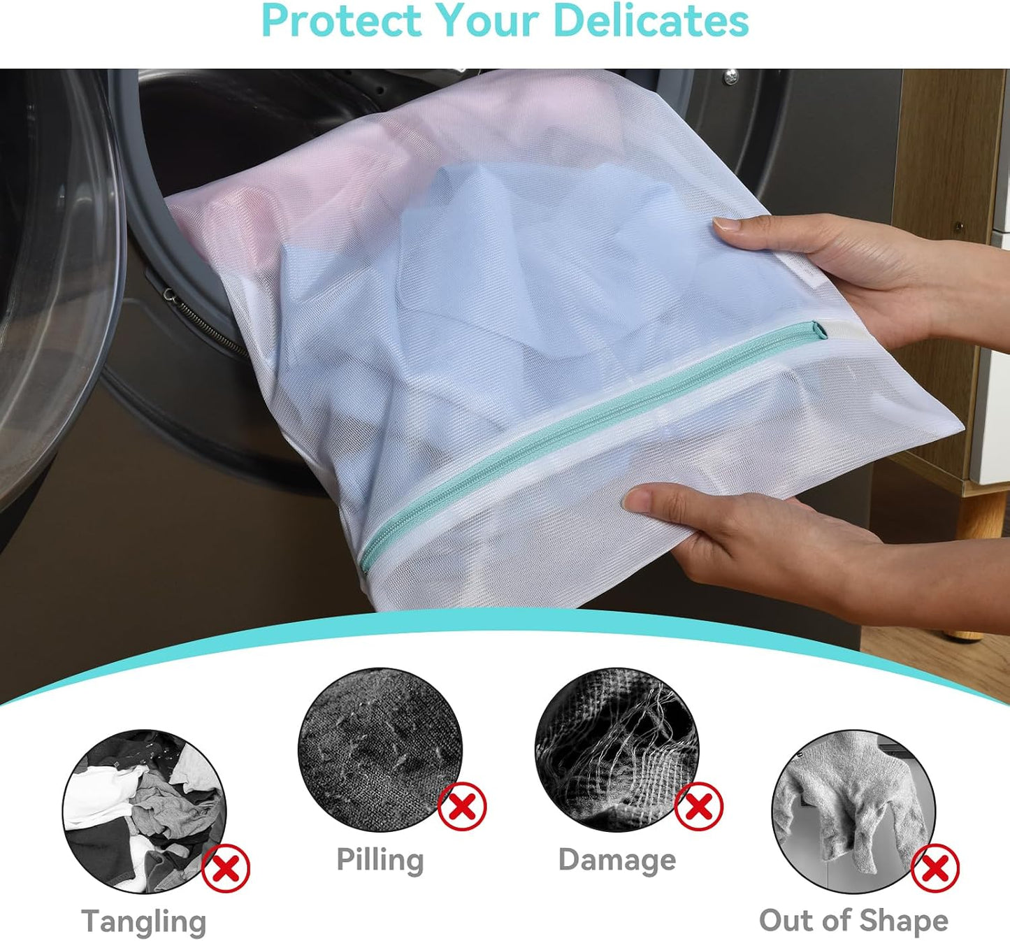 OTraki Large Mesh Laundry Bags 28x35 inch Zipper Mesh Lingerie Bags for Washing Delicates Net Laundry Mesh Bag Machine Washable for Dorm Hotel Camp Don't Drying, Melting 140-176℉, White