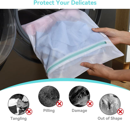 OTraki Large Mesh Laundry Bags 28x35 inch Zipper Mesh Lingerie Bags for Washing Delicates Net Laundry Mesh Bag Machine Washable for Dorm Hotel Camp Don't Drying, Melting 140-176℉, White