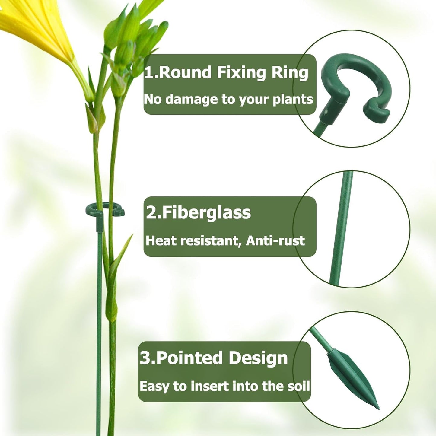 Pack of 30 Small Plant Stakes for Indoor Plants | 3 Size 6.7/10.7/14.6/ Inches Single Stem Plant Support Stakes for Phalaenopsis/Orchid Flower/Roses/Chrysanthemum/Succulent