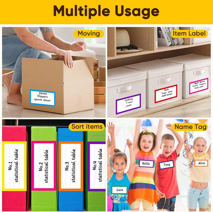 6 x 3 Inches Large Removable Moving Labels for Boxes, 180 Pack 8 Color Coded Moving Stickers for 3-4 Bedroom House, Waterproof Tear Resistant with Fragile & Blank Customizable Labels