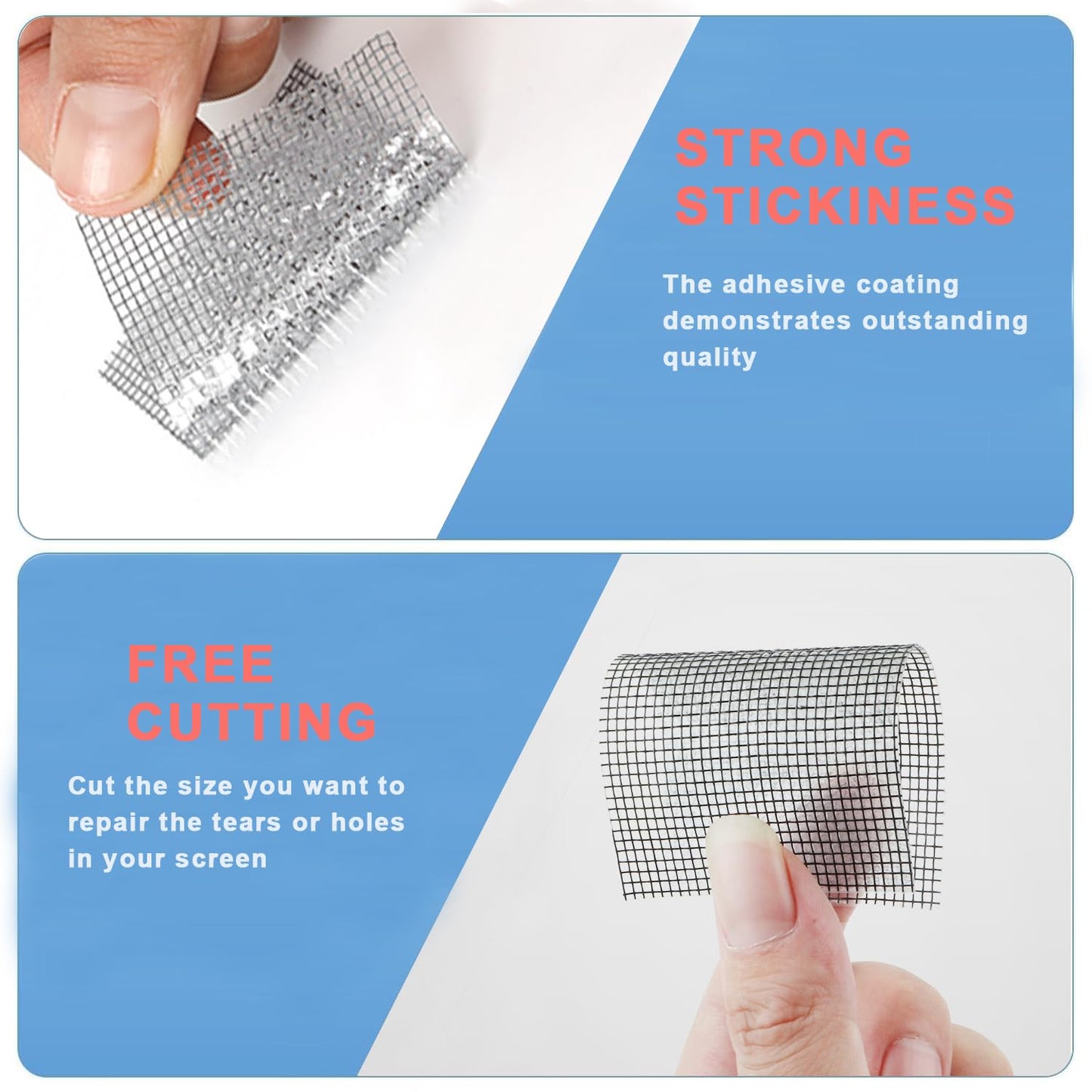 ACEBON Window Screen Repair Tape, 2"x80" - Strong Adhesive Mesh Patch Kit for Window Door Tears & Holes (Grey)