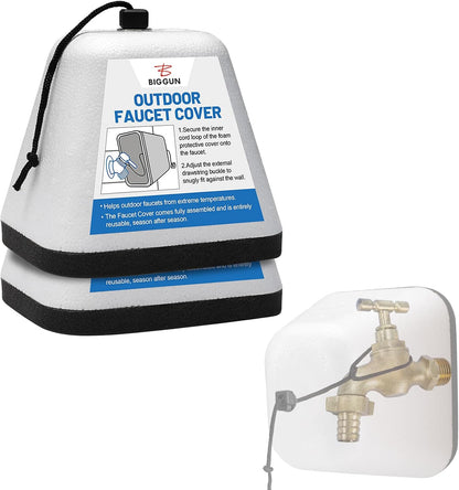 Outdoor Faucet Covers for Winter, Easy to Install Insulated Foam Protector Against Freeze for Outside Faucet Water Spigot Garden Hose Bib, Resuable, 2 Pcs