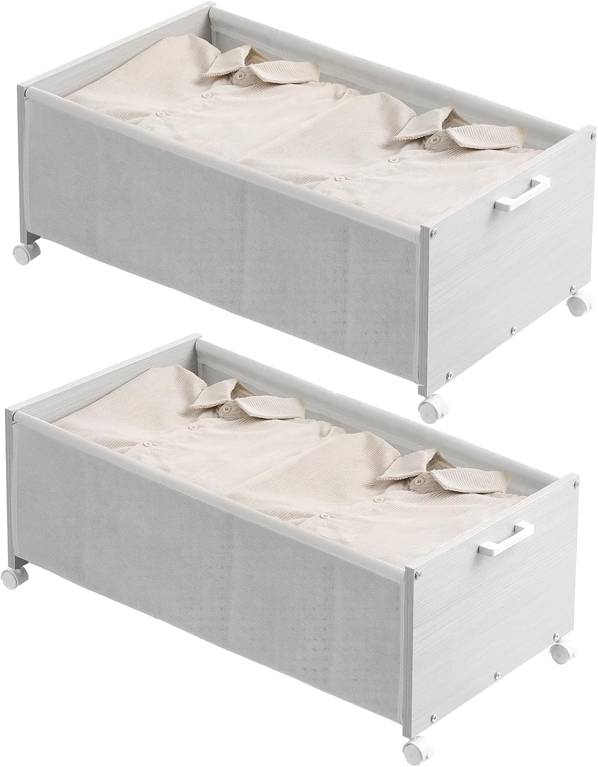 FOUCSSOMEI Under Bed Storage with Wheels, Wooden Under Bed Drawers On Wheels, Rolling Under Bed Shoe Storage, Space Saving, Rustic Brown,30L
