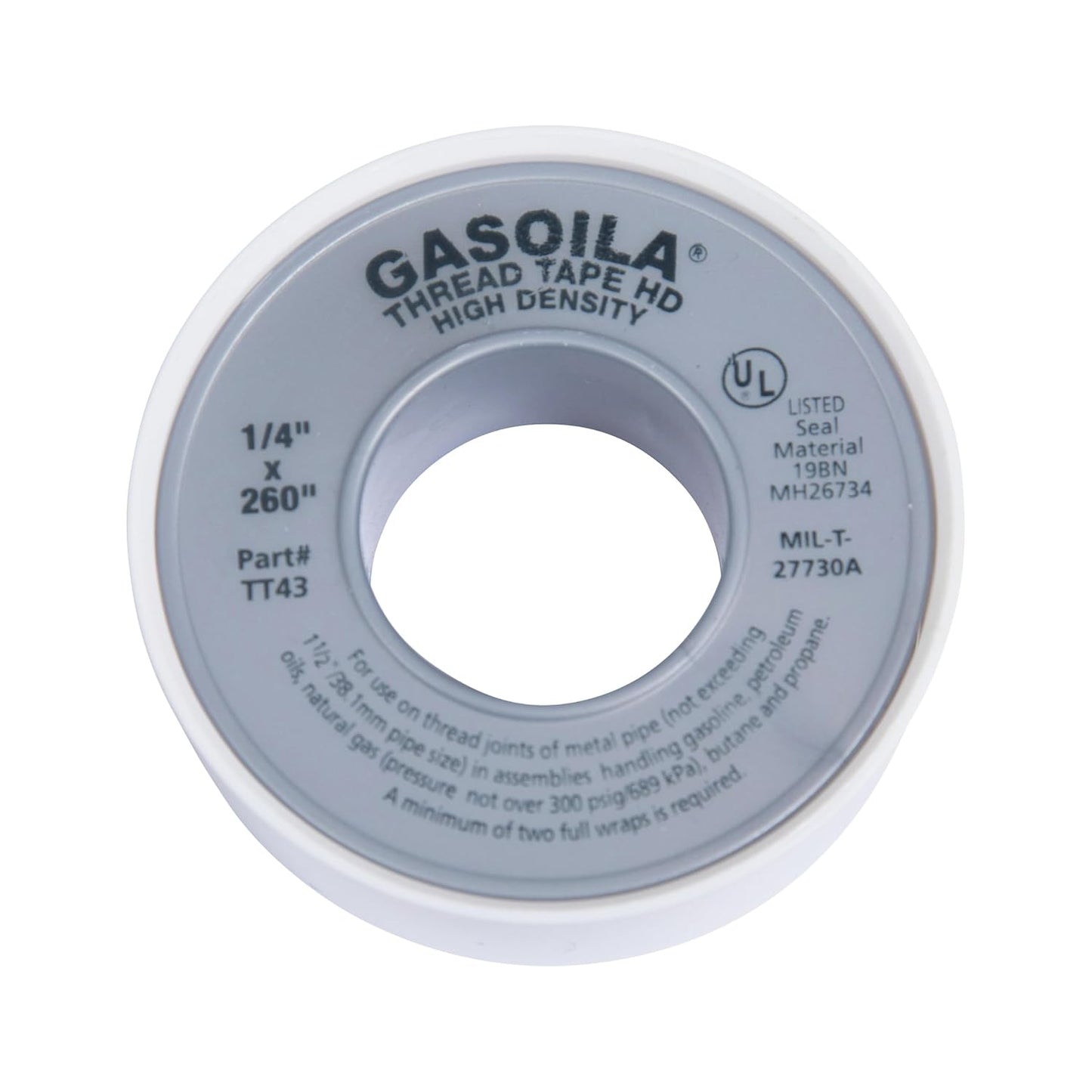 Gasoila PTFE Thread Seal Tape – Professional-Grade, 1/4 Inch x 260 Inch, High-Density Thread Tape for Plumbing, HVAC, Gas Lines, Water Pipes, and Air Compressors – Leak-Proof Seal, Non-Toxic