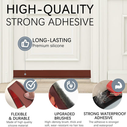 2 Pack Door Sweep Brush, Under Door Draft Stoppers with Brush, Draft Stopper for Bottom Reduce Noise, Weather Stripping for Doors Exterior with Self Adhesive, 2" W x 39" L, White