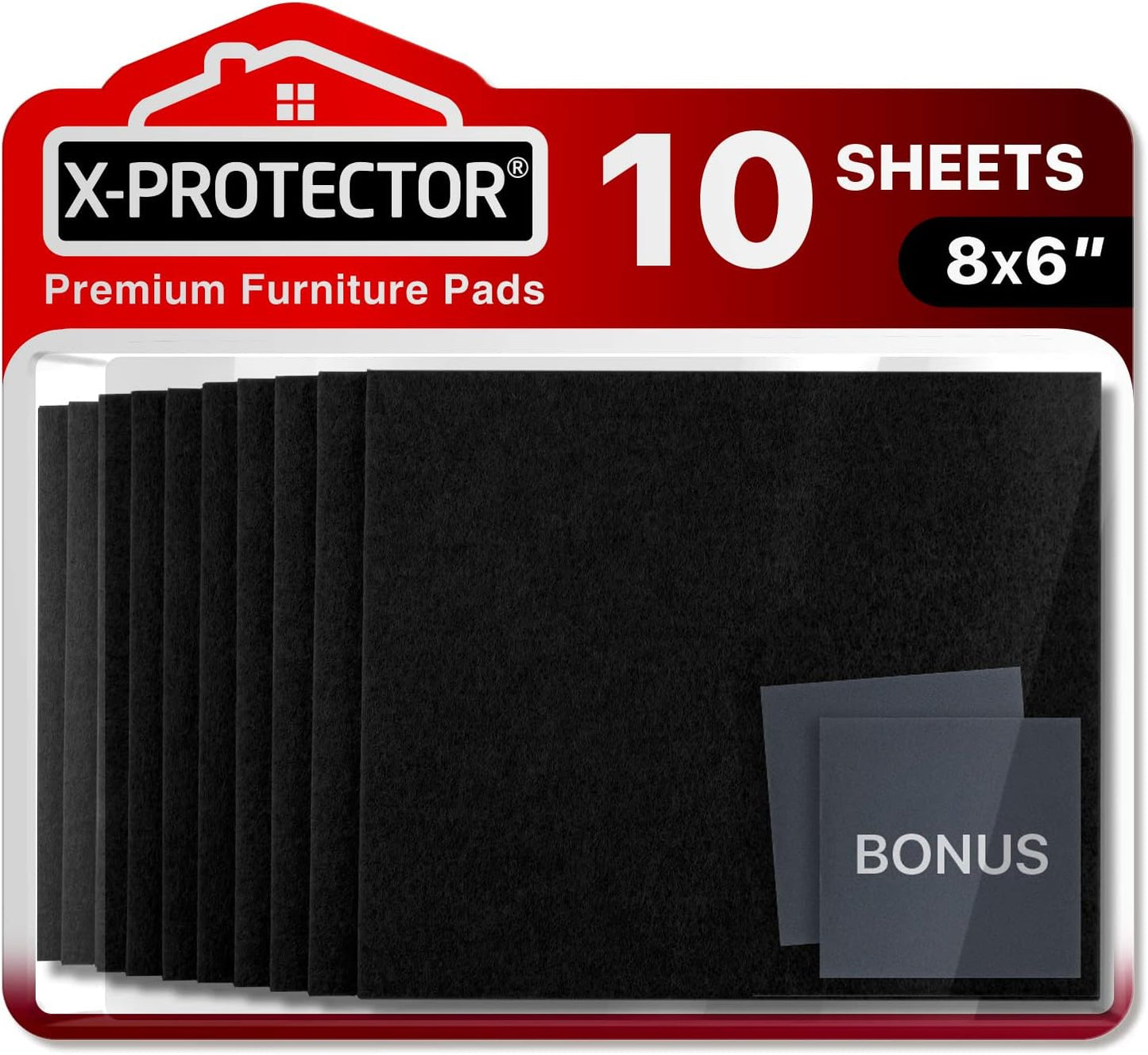 Felt Furniture Pads X-PROTECTOR - 10 Pack Premium 8”x6” Heavy Duty 1/5” Felt Sheets! Cut Furniture Felt Pads for Furniture Feet You Need – Best Furniture Pads for Hardwood Floors! Brown