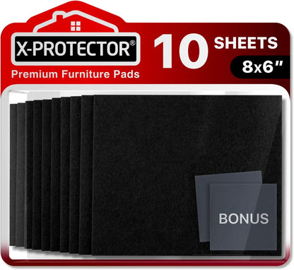 Felt Furniture Pads X-PROTECTOR - 10 Pack Premium 8”x6” Heavy Duty 1/5” Felt Sheets! Cut Furniture Felt Pads for Furniture Feet You Need – Best Furniture Pads for Hardwood Floors! Brown