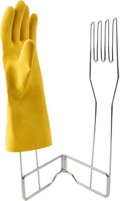 Stainless Steel Glove Holder Collapsible Dish Rack Stand Organizes Dish Gloves, Fits Rubber Gloves for Dishwashing