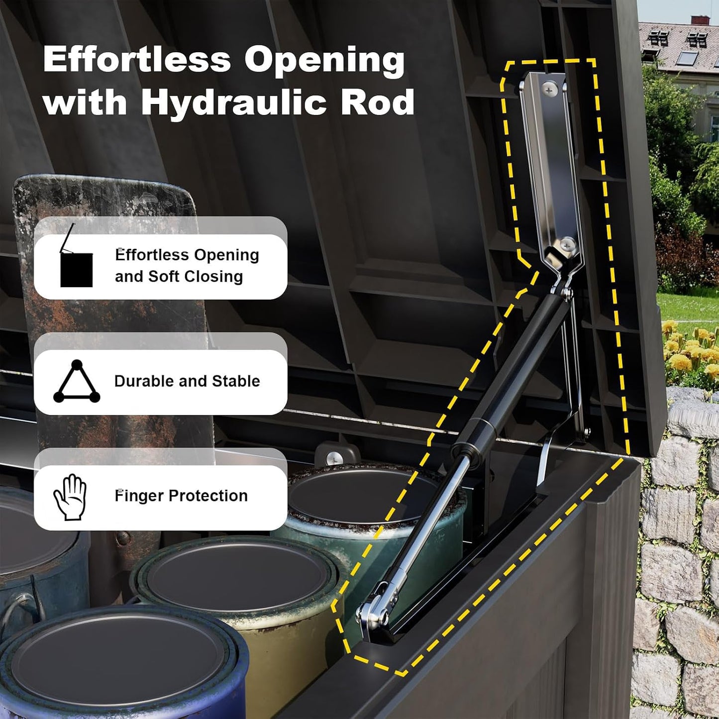 320 Gallon Outdoor Storage Box,Large Waterproof UV Resistant Deck Box,Lockable Storage Container for Patio Furniture Cushions Garden Tools and Pool Accessories(Black)