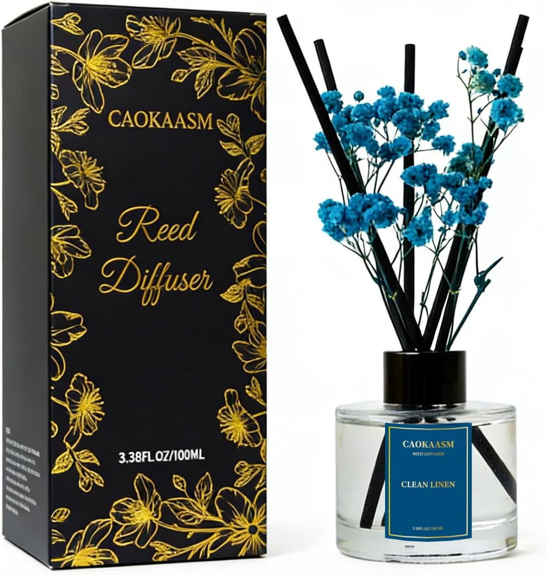 Reed Diffuser Set-Lemon Verbena Scent Fragrance Oil Diffuser with 6 Reed Sticks | Home & Bedroom Bathroom Decor,3.38 fl oz (100ml)