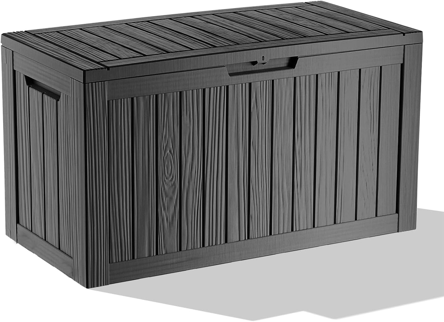 Vixzen 55 Gallon Deck Boxes Outdoor Waterproof, Lockable Resin Storage Box with lid for Furniture Cushions, Weatherproof Containers Outside Storage Boxes for Garden Patio Pool Tools(Black, 55 Gallon)
