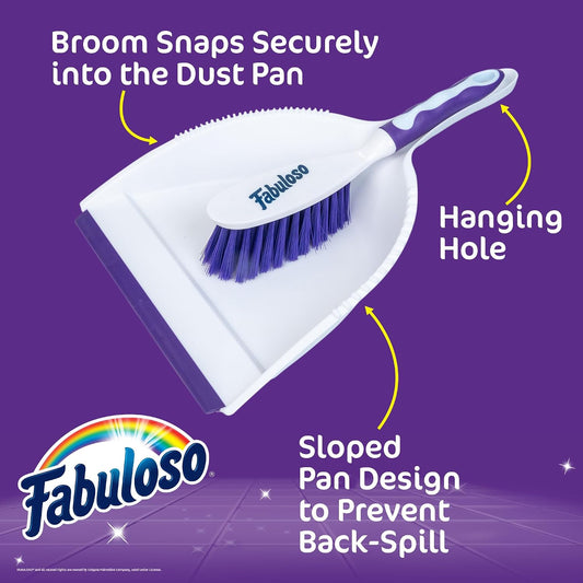 Fabuloso Cleaning Brush, Compact Hand Scrub Brush with Easy Grip Rubber Texture for Kitchen, Bathroom, Tile, Baseboards and Floors, Firm Bristles for Indoor Surface Cleaning, White & Purple, 6 Inch