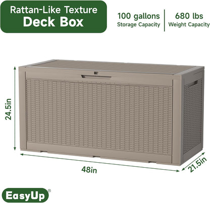 230 Gallon Large Outdoor Storage Box Waterproof, UV Resistant Resin Deck Box with Hydraulic Rod & Lockable Latch for Patio Furniture, Outside Storage Box for Garden Tools, Patio Cushions, Black