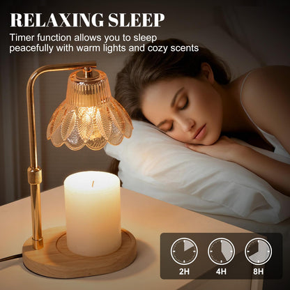 Candle Warmer Lamp,with Timer & Dimmer(3Bulbs),Candle Lamp Warmer Height Adjustable,Gifts for New Home,House Warming Gift,Birthday Gifts for Women/Daughter/Mom/Friend-Black