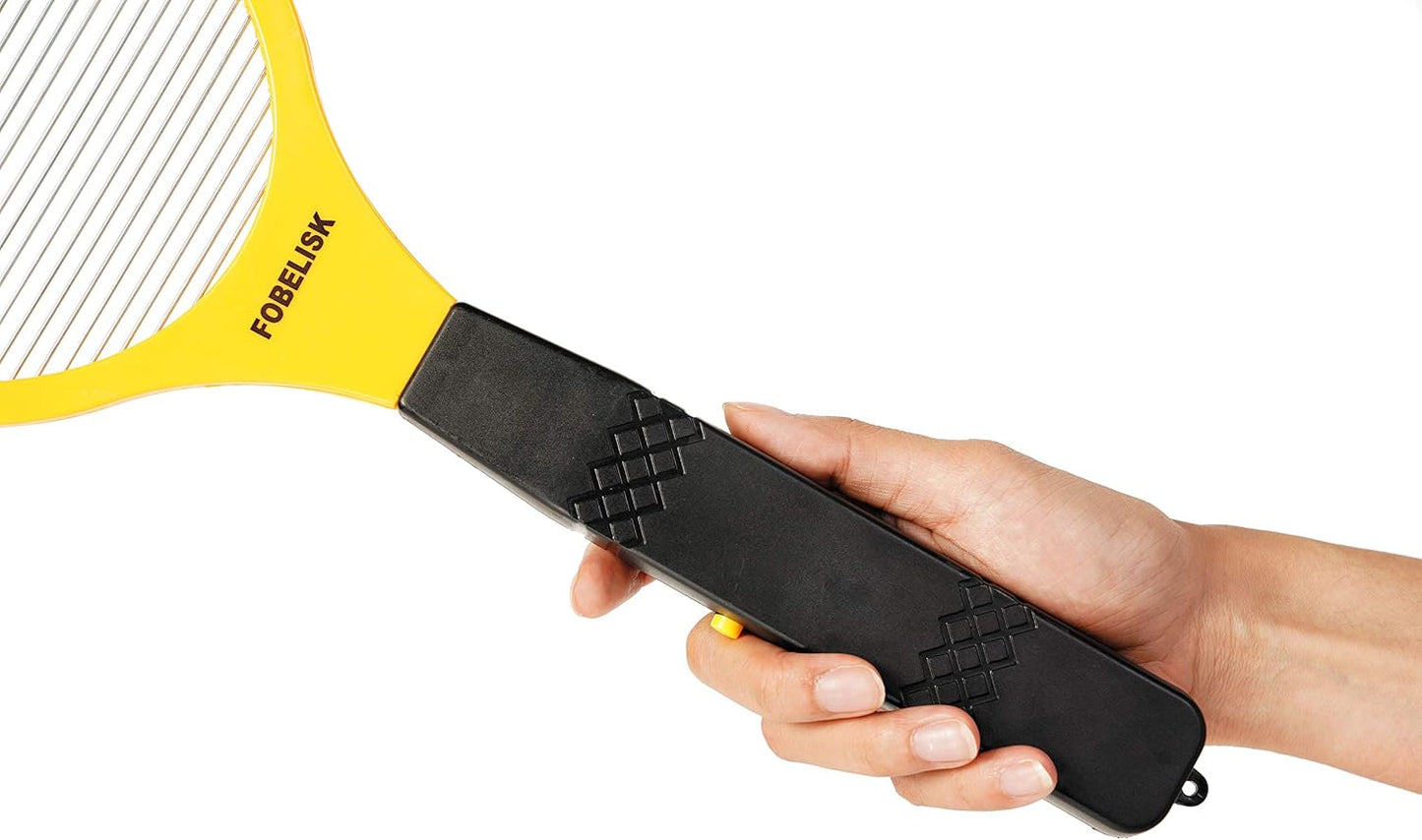 Electric Fly Swatter Racket for Mosquito and Flying Insect Control | Portable Design, Indoor/Outdoor Use, Camping Ready, Instant Bug Zapping, Includes 22 AA Batteries, Non-Slip Grip