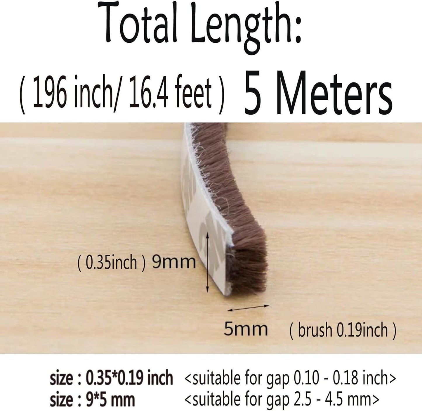 Self-Adhesive Pile Weather Stripping Seal for Sliding Windows and Door Frames, 16.5ft x 11/32 inch, Grey