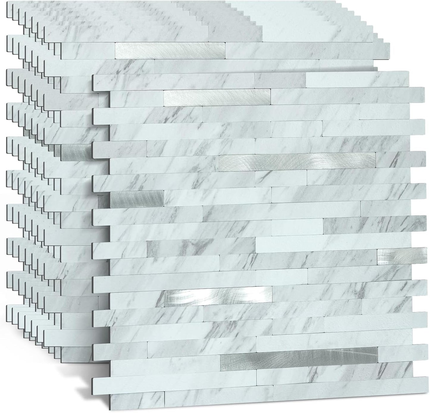 Midcard 10 Sheets Peel and Stick Backsplash PVC Wall Tile,for Kitchen Backsplash